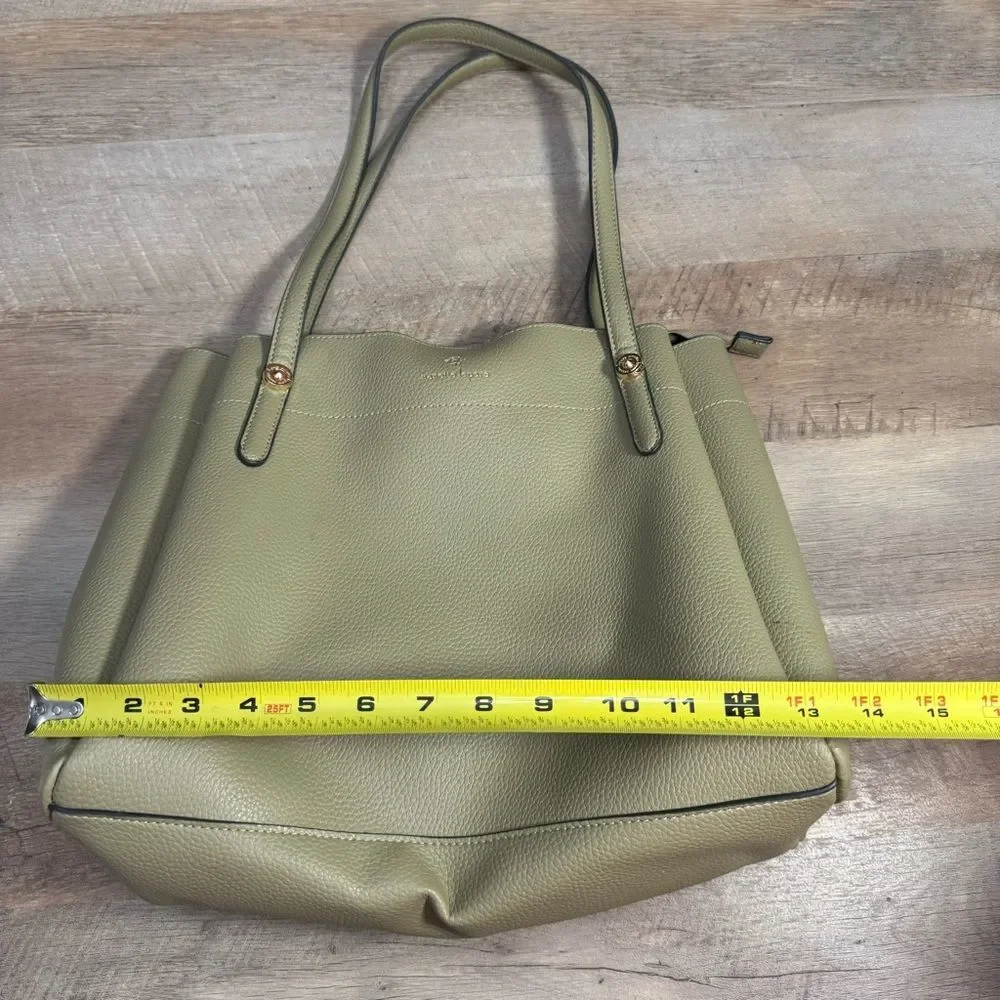 Nanette Lepore Sage Green Leather Shoulder Bag Tote Purse